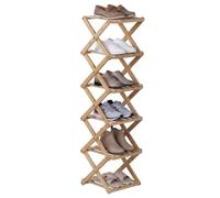 Relaxdays 6-Tier Folding Bamboo Shoe Rack for Hallway & Bedroom, 105x28x28 cm, Natural
