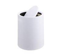 Relaxdays cosmetic bin, 6 litres, swing lid, inner bin, matt plastic, round, white