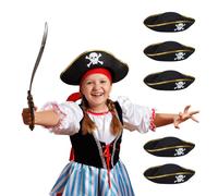 Relaxdays 6x Black Pirate Hat Set fpr Kids