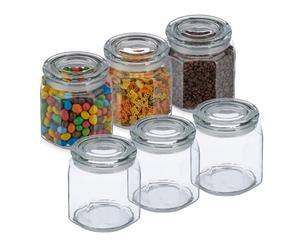Relaxdays 6x Glass Storage Jars 1.3L with Lids
