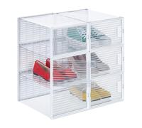 Relaxdays 6X Shoe Box, Footwear, Stackable, Plug-in, Size 45, Ventilation Hole, HWD: 15.5 x 23.5 x 34 cm, Transparent