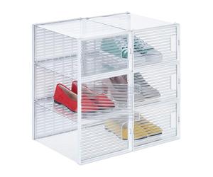 Relaxdays 6X Shoe Box, Footwear, Stackable, Plug-in, Size 45, Ventilation Hole, HWD: 15.5 x 23.5 x 34 cm, Transparent