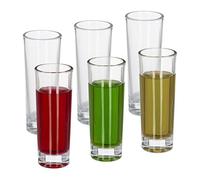 Relaxdays 6X Shot Glasses, Set, 60ml, Thick Glassware, Stag Do, Hen Party, Spirits, Liqueur, Bar, Pub, Tall, Transparent, 10.5 x 4 x 4 cm