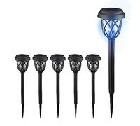 Relaxdays 6X Solar, Lantern Design, Garden Lighting, Twilight Sensor HxØ: 42.5x10 cm, Ground Spike, Black/Clear