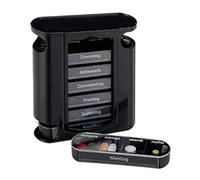 Relaxdays 7-Day Pill Organiser, Weekly Medicine Box, 4 Compartments, Morning, Noon, Evening, Night, Black