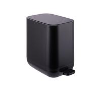 Relaxdays Rubbish Bin, 7 Litres, Soft-Close Mechanism, Removable Inner Bin, Matte Plastic, Slim Pedal Bin, Black