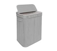 Relaxdays 72L Bamboo Laundry Basket with Lid Foldable Laundry Basket 60x40x30cm Bathroom Laundry Basket Grey