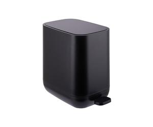 Relaxdays 7L Narrow Pedal Bin with Soft-Close Lid, Removable Inner, Matte Black, 30x18x28cm