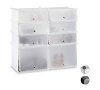 Relaxdays 8-Compartment Plastic Shoe Cabinet