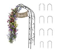 Relaxdays 8-in-1 Rose Arch, modular trellis, 236-252 cm H x 75-163 cm W, weatherproof, 2 half-arches, black