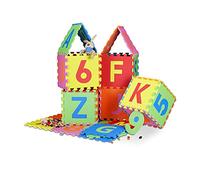 Relaxdays 86 Piece Puzzle Play Mat, Set With Letters and Numbers, EVA Foam, Playground Padded Floor Protection W x D: 180 x 180 cm, Multi-Colour