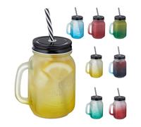 Relaxdays 8x Colourful Drinking Jars with Lid