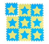 Relaxdays 9-Piece Jigsaw playmat, EVA, Non-Toxic, Interlocking Foam mats, Soft Play, Indoor Playtime, in Blue, Yellow, 30x30 cm