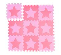 Relaxdays 9-piece jigsaw playmat, EVA, non-toxic, interlocking foam mats, soft play, indoor playtime, in dark pink, pink