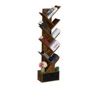 Relaxdays 9-Tier Tree Bookshelf with Drawer