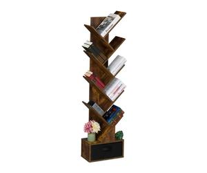 Relaxdays 9-Tier Tree Bookshelf with Drawer