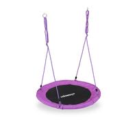 Relaxdays Round Nest Swing for Children & Adults, Adjustable, Ø 90 cm, Spider Web Seat, for up to 100 kg, Purple, One Size