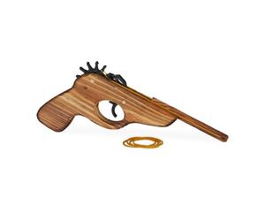 Relaxdays 9x Rubber Band Wooden Pistol