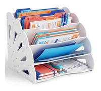 Relaxdays A4 Document Organiser, 5 compartments, fibreboard, White