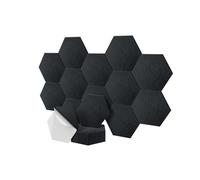 Relaxdays Acoustic Hexagon Panels, Self-Adhesive Noise Reduction Decor, 36 pcs, 30x26 cm, Black