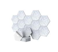 Relaxdays Acoustic Panels, 36 pcs, Self-Adhesive Hexagon, 30x26 cm, Noise Reduction, Gaming Decor, Grey