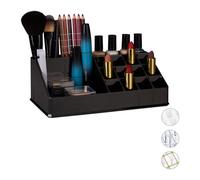 Relaxdays Cosmetic Organiser, Makeup Kit for Lipstick, Nail Polish, Acrylic Jewellery Stand, Black