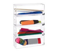 Relaxdays Acrylic Make Up & Cosmetic Organiser with 4 Drawers, Upright / Horizontal, Storage Box, HWD: 25x17.5x6.5 cm, Transparent