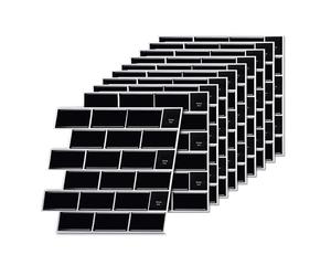 Relaxdays Adhesive 3D Tile Stickers, 10 pcs, Bathroom & Kitchen, 30x30 cm, Self-Adhesive, Black