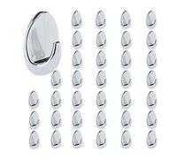 Relaxdays Adhesive Hooks, Set of 36, Plastic Towel Hangers Chrome Plated, Bathroom & Kitchen, 4 x 2.5 x 1.5 cm, Silver
