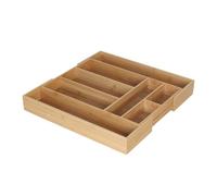 Relaxdays adjustable cutlery tray, bamboo, HWD 6.5 x 33-49.5 x 47.5 cm, 6-8 compartments, drawer insert, natural