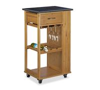 Relaxdays ALFRED L Kitchen Cart Marble Countertop