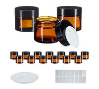 Relaxdays Amber Glass Cream Jars Set 60 ml