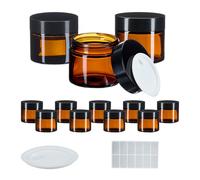 Relaxdays Amber Glass Cream Jars Set 60 ml