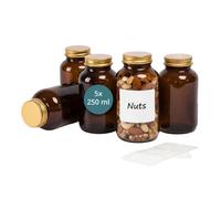 Relaxdays Amber glass jars, set of 5, 250ml