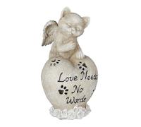 Relaxdays angel cat statue, grave ornament, statue for grave, cat memorial st...