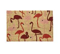 Relaxdays Animal Flamingos Birds Welcome Doormat Coir, 40 x 60 cm, Door Mat Inside & Outside, Non-Slip Wiper, Coir/Red