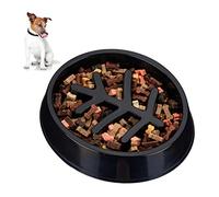 Relaxdays Anti Sling Bowl, Medium & Large Dogs, Plastic, Non-slip, Slow Eating, Food Bowl 500 ml, Black