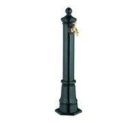 Relaxdays Column Fountain, Garden Water Featue, with Tap, HxWxD: 80x18x20.5 cm, Standing Patio Ornament, Faucet, Green, Aluminium, Steel