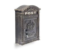 Relaxdays Antique-looking Letter Box, 44.5 x 31 x 9.5cm, Outdoor, Wall-Mount Mailbox, Cast Aluminium, A4 Letters, Bronze