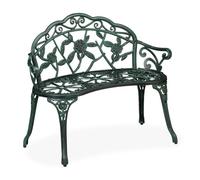 Relaxdays Garden Bench, 2-Seater, Balcony & Patio, Aluminium & Cast Iron, HWD: 79x99x56 cm, Outdoor Seat, Black/Green