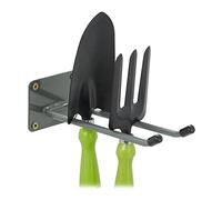 Relaxdays Appliance Holder, Garden Tools, Garage, Wall Mounted, Double, Hooks, Basement, 24 cm Length, Steel, Charcoal, 7.5 x 9 x 24 cm