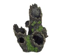 Relaxdays Aquarium Decoration, Tree Trunk Cave, Natural Look Ornament, Resin, Fish Tank, HWD 16.5x15.5x11cm, Black/Green, Polyresin, Pack of 1