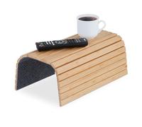 Relaxdays Arm, Armrest, Bamboo, Table for Couch, WXD: 42 x 34 cm, Sofa Tray, Foldable, Natural, Polyester, 1 x 34 x 42 cm
