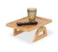 Relaxdays Arm, Bamboo, Square Armrest Table, Sofa Tray for Drinks & Snacks, W x D: 35 x 26.5 cm, Natural, 13 x 35 x 26.5 cm