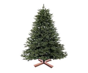 Relaxdays Artificial Christmas Tree, 240 cm, Realistic Design with PE & PVC Needles, Wooden Stand, Storage Bag, Green, Wood, Plastic, 240 x 120 x 120 cm