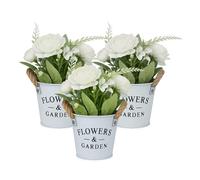 Relaxdays Set of 3 Artificial Flowers in Pots