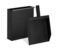 Relaxdays Ash Bucket with Insert Shovel, Narrow Coal Container for Fireplace, Grill, Oven, HWD: 9 x 23.5 x 35 cm, Black, Steel