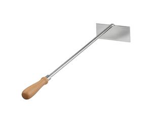 Relaxdays ash scraper, stainless steel, wooden handle, 58.5 cm long, ash shovel for fireplace & oven, silver/natural