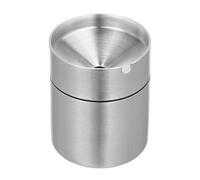 Relaxdays Ashtray with Funnel Lid, Stainless Steel, Outside, Inside, HxD 8.5 x 7 cm, Cigarette Holder, Windproof, Silver