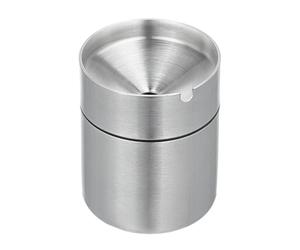 Relaxdays Ashtray with Funnel Lid, Stainless Steel, Outside, Inside, HxD 8.5 x 7 cm, Cigarette Holder, Windproof, Silver